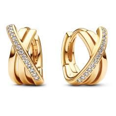 14k Gold-plated hoop earrings with clear cubic zirconia 263150C01