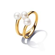 14k Gold-plated open ring with white treated freshwater cultured pearl 163285C01-52