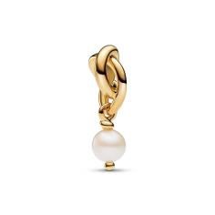 14k Gold-plated dangle with treated white freshwater cultured pearl 763462C06