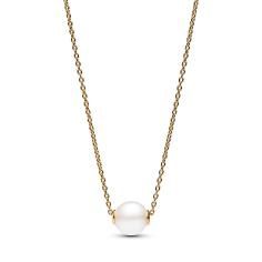 14k Gold-plated collier with white treated freshwater cultured pearl and clear cubic zirconia 363167C01-45