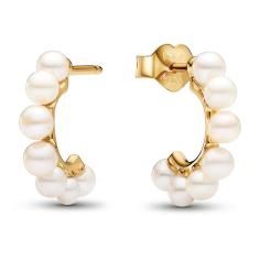 14k Gold-plated hoop earrings with white treated freshwater cultured pearl 263179C01