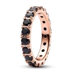 14k Rose gold-plated ring with black cystal 180050C02-54