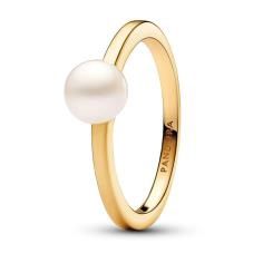 14k Gold-plated ring with white treated freshwater cultured pearl 163157C01-52