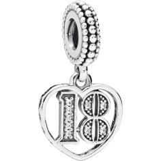18 Years of Love Silver Hanging Charm w CZ 797262CZ