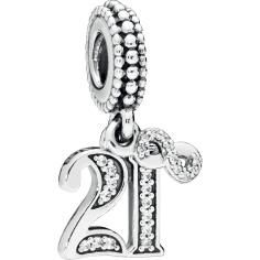 21 Years of Love Silver Hanging Charm w CZ 797263CZ