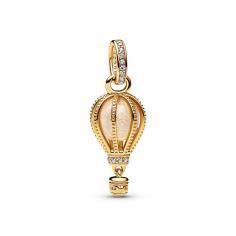 Air balloon 14k gold-plated dangle with glittery transparent Murano glass and clear cubic zirconia 769434C01