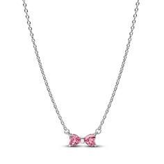 Bow sterling silver collier with fancy pink and clear cubic zirconia 394235C01-45