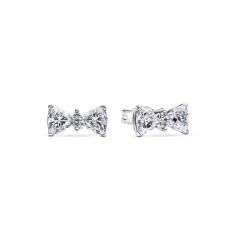 Bow sterling silver stud earrings with clear cubic zirconia 293506C01
