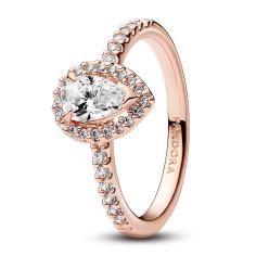 14k Rose gold-plated ring with clear cubic zirconia 182835C01-54