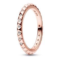 14k Rose gold-plated pyramid studded ring with clear cubic zirconia 182800C01-56