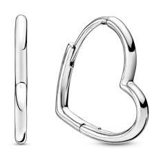 Asymmetrical Small Heart Silver Earring Hoops 298307C00