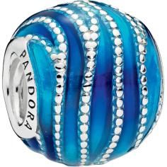 Blue Swirls Silver Charm w Blue   Aqua Enamel 797012ENMX
