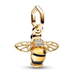 Bee 14k gold-plated dangle with black and sulphur yellow crystal, clear cubic zirconia and black enamel 762672C01