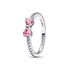 Bow sterling silver ring with fancy pink and clear cubic zirconia 193510C01-54