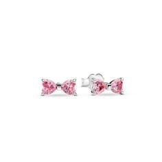 Bow sterling silver stud earrings with fancy pink cubic zirconia 293505C01