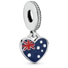 Australia Flag Silver Hanging Charm w Mixed Enamel   CZ 792017CZ_E001