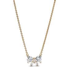 Bow 14k gold-plated collier with clear cubic zirconia 363508C01-45