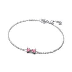 Bow sterling silver bracelet with fancy pink and clear cubic zirconia 594234C01-18