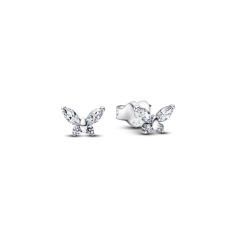 Butterfly sterling silver stud earrings with clear cubic zirconia 294263C01
