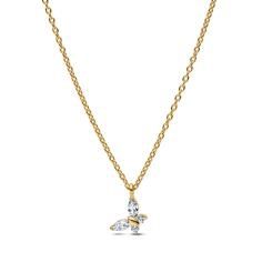 Butterfly 14k gold-plated collier with clear cubic zirconia 364267C01-45
