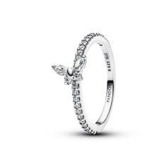 Butterfly sterling silver ring with clear cubic zirconia 194269C03-60