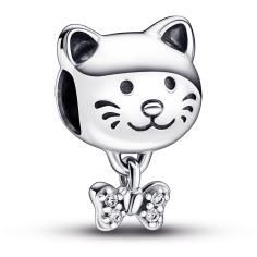 Cat sterling silver charm with clear cubic zirconia 792255C01