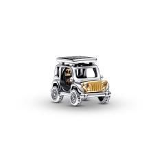Car sterling silver and 14k gold-plated charm with clear cubic zirconia 763330C01