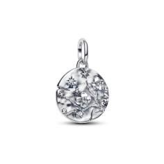 Cherry blossom sterling silver medallion with clear cubic zirconia 794085C01