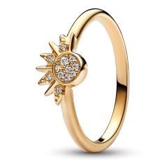 Celestial sun 14k gold-plated ring with clear cubic zirconia 162674C01-58