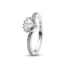 Disney Ariel sterling silver ring with treated white freshwater cultured pearl and aurora borealis clear cubic zirconia 193654C01-54