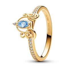 Disney Cinderella 14k gold-plated ring with clear and fancy light blue cubic zirconia 163059C01-56