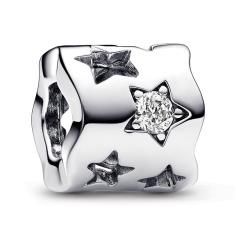 Cut-out star sterling silver charm with clear cubic zirconia 792827C01