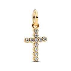 Cross 14k gold-plated dangle with clear cubic zirconia 764063C01