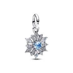 Disney Frozen snowflake sterling silver dangle with water blue crystal and clear cubic zirconia 794209C01
