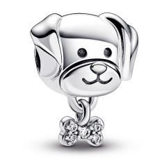 Dog sterling silver charm with clear cubic zirconia 792254C01