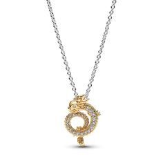 Dragon sterling silver and 14k gold-plated pendant necklace with clear cubic zirconia 363070C01-45