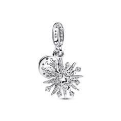 Firework sterling silver double dangle with clear cubic zirconia 793512C01
