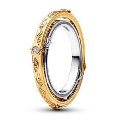 Game of Thrones Astrolabe spinning sterling silver and 14k gold-plated ring with clear cubic zirconia 163136C01-54
