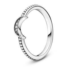 Crescent Moon Silver Ring w CZ 199156C01-56