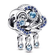 Cloud sterling silver charm with skylight, stellar, bleached aqua, and icy blue crystal 792569C01