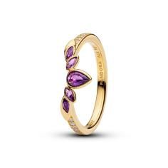Disney Frozen Anna 14k gold-plated ring with violet purple crystal and clear cubic zirconia 164135C01