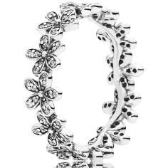 Dazzling Daisy Chain Silver Ring Band w Bead Set CZ 190934CZ-56