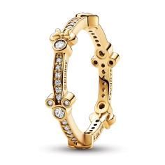 Disney Mickey and Minnie 14k gold-plated ring with clear cubic zirconia 162957C01-56