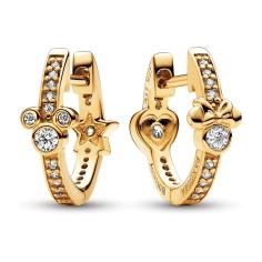 Disney Mickey and Minnie 14k gold-plated hoop earrings with clear cubic zirconia 262959C01