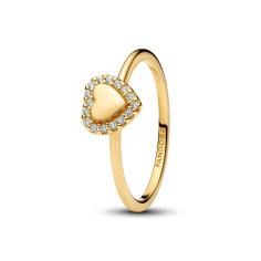 Engravable heart 14k gold-plated ring with clear cubic zirconia 163801C01-58