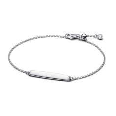 Engravable sterling silver bar bracelet with clear cubic zirconia 594010C01-16