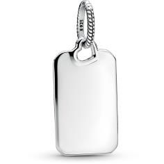 Engraving Bar Silver Rectangle Pendant 398611C00