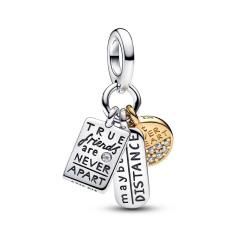 Friendship sterling silver and 14k gold-plated dangle with clear cubic zirconia 763436C01