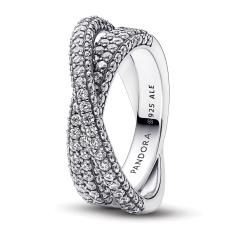 Dual band sterling silver ring with clear cubic zirconia 193022C01-52