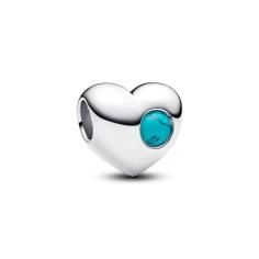 Engravable heart sterling silver charm with imitation turquoise 794161C12